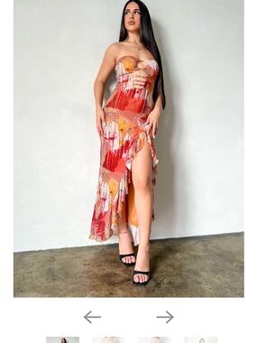 Laura’s Boutique Strapless High-Low Tie-Dye Dress